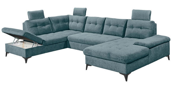 WOHNLANDSCHAFT Blau Webstoff  - Blau/Schwarz, KONVENTIONELL, Kunststoff/Textil (218/324/170cm) - Carryhome