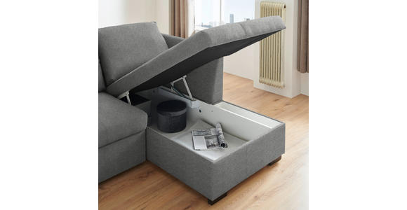 ECKSOFA inkl.Funktionen Hellgrau Webstoff  - Hellgrau/Schwarz, Design, Kunststoff/Textil (238/158cm) - Xora
