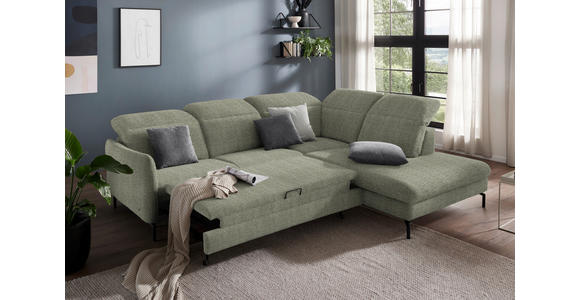 ECKSOFA in Flachgewebe Grün 299-313/233 cm - Schwarz/Grün, Design, Textil/Metall (299-313/233cm) - Dieter Knoll