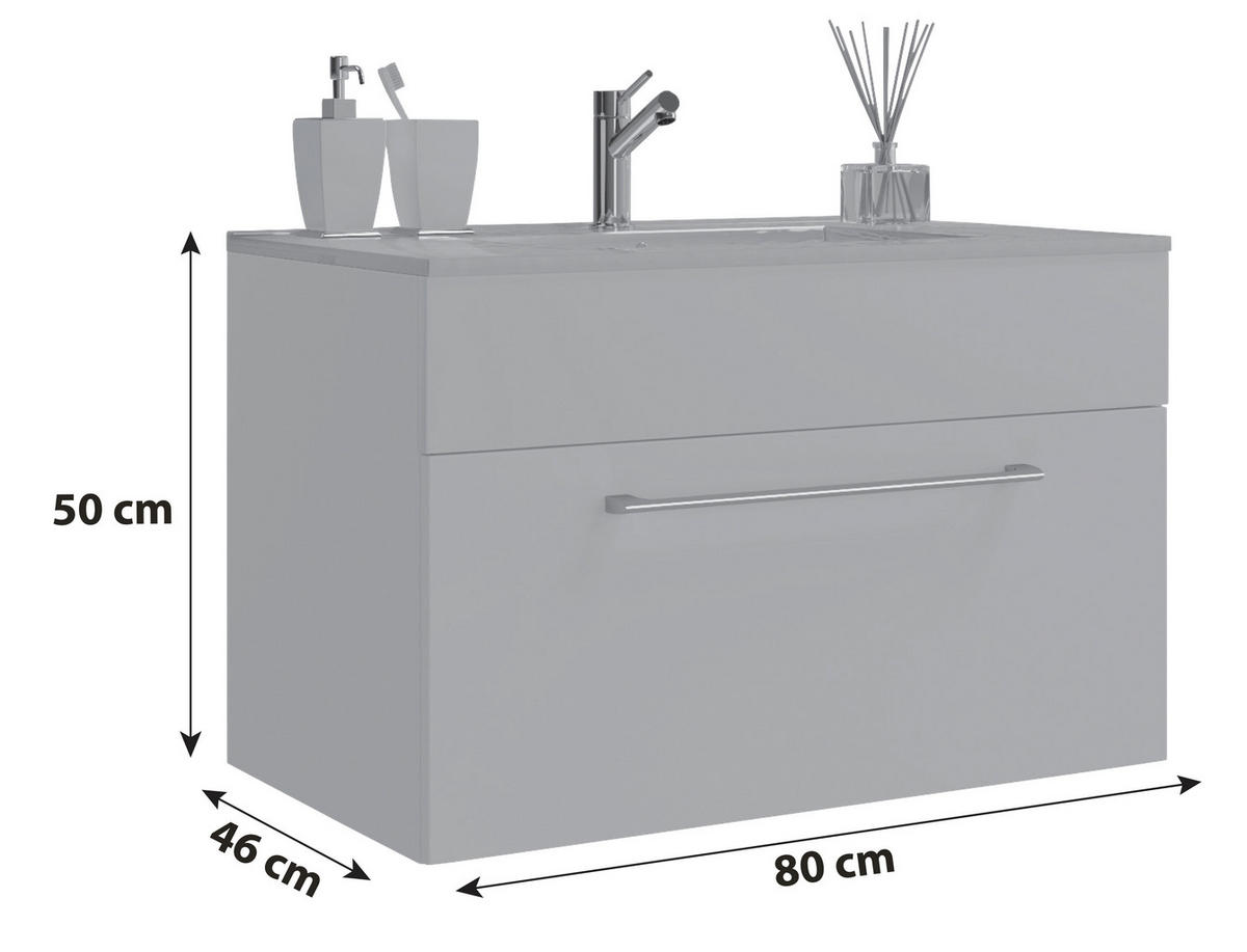 SKŘÍŇKA S UMYVADLEM bílá - bílá/barvy stříbra, Moderní, kov/kompozitní dřevo (80cm) - MID.YOU