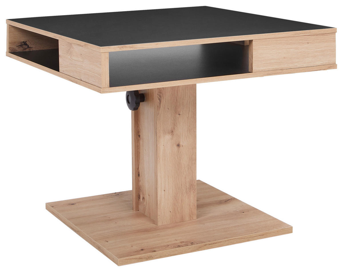 COUCHTISCH in Holzwerkstoff  - Wildeiche/Schwarz, Basics, Holzwerkstoff (65/52-77/65cm) - P & B
