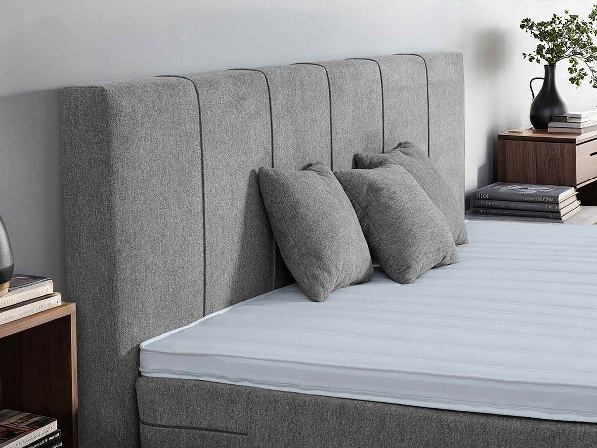 BOXSPRINGBETT 220/200 cm  in Graubraun  - Graubraun/Schwarz, Lifestyle, Holz/Textil (220/200cm) - home24