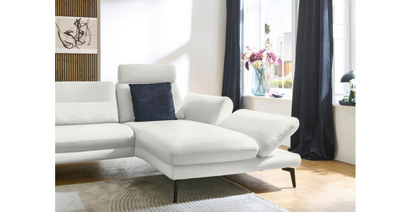 ECKSOFA in Echtleder Weiß 308/195 cm - Schwarz/Weiß, Design, Leder/Metall (308/195cm) - Dieter Knoll