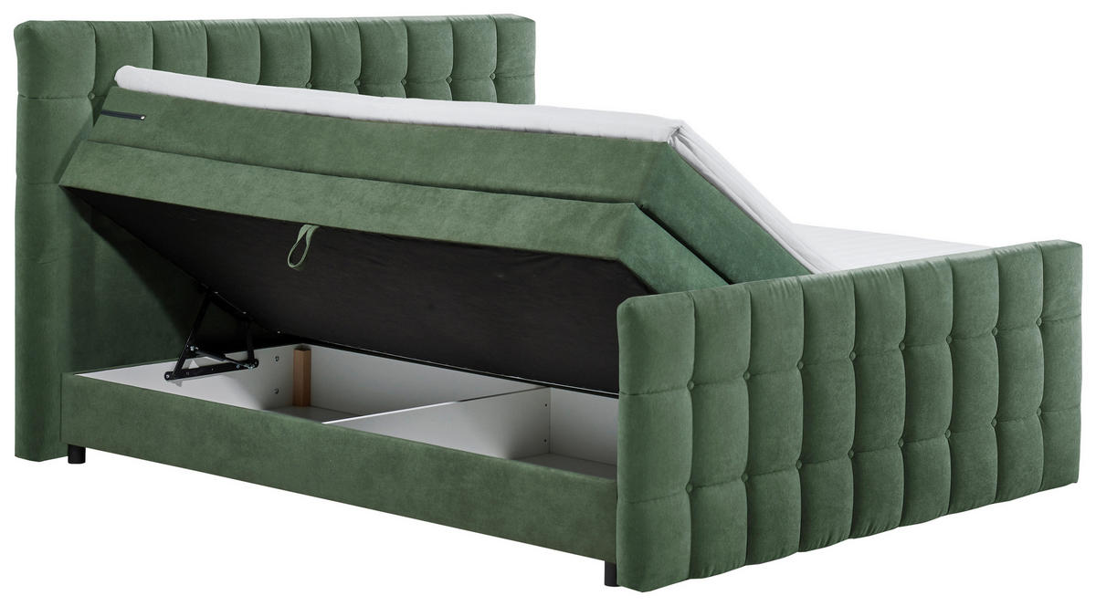 BOXSPRINGBETT 180/200 cm  in Olivgrün  - Schwarz/Olivgrün, Modern, Holzwerkstoff/Kunststoff (180/200cm) - MID.YOU