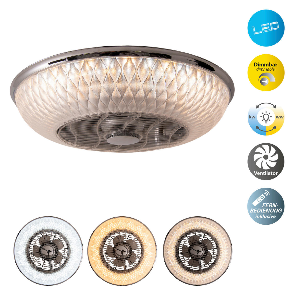 DECKENVENTILATOR 55/20 cm   - Weiß, Design, Kunststoff (55/20cm) - Näve