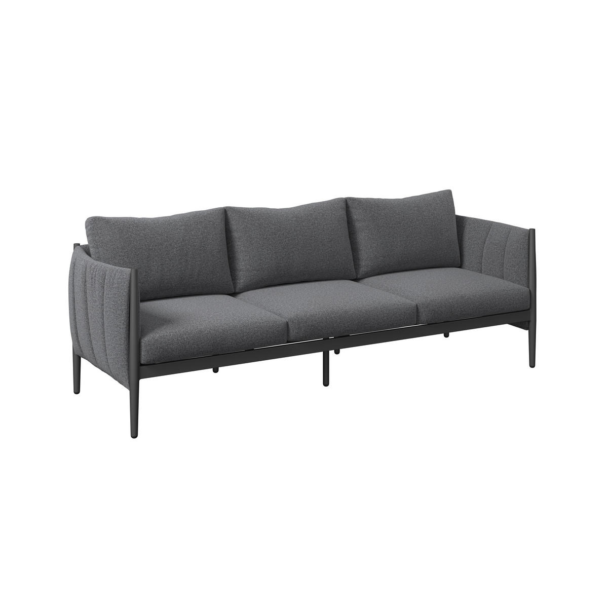 LOUNGEGARNITUR Aluminium  - Dunkelgrau/Grau, MODERN, Textil/Metall (393/69/174cm) - Ambia Garden