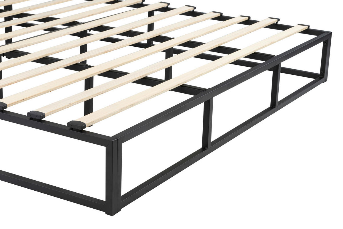 METALLBETT 180/200 cm,  in Naturfarben, Schwarz  - Schwarz/Naturfarben, Basics, Holz/Metall (180/200cm) - Boxxx