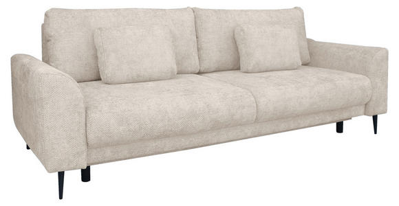SCHLAFSOFA Chenille Creme Rückenkissen, Nierenkissen, Bettkasten, Schlaffunktion, Rücken echt, Liegefläche im Originalstoff  - Creme/Schwarz, KONVENTIONELL, Textil/Metall (235/90/104cm) - Carryhome
