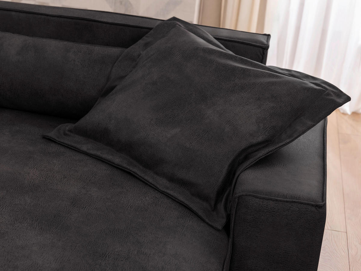 ECKSOFA Curduroy in Lederlook Anthrazit Rückenkissen  251/142 cm  - Anthrazit/Schwarz, Design, Kunststoff/Textil (251/142cm) - P & B