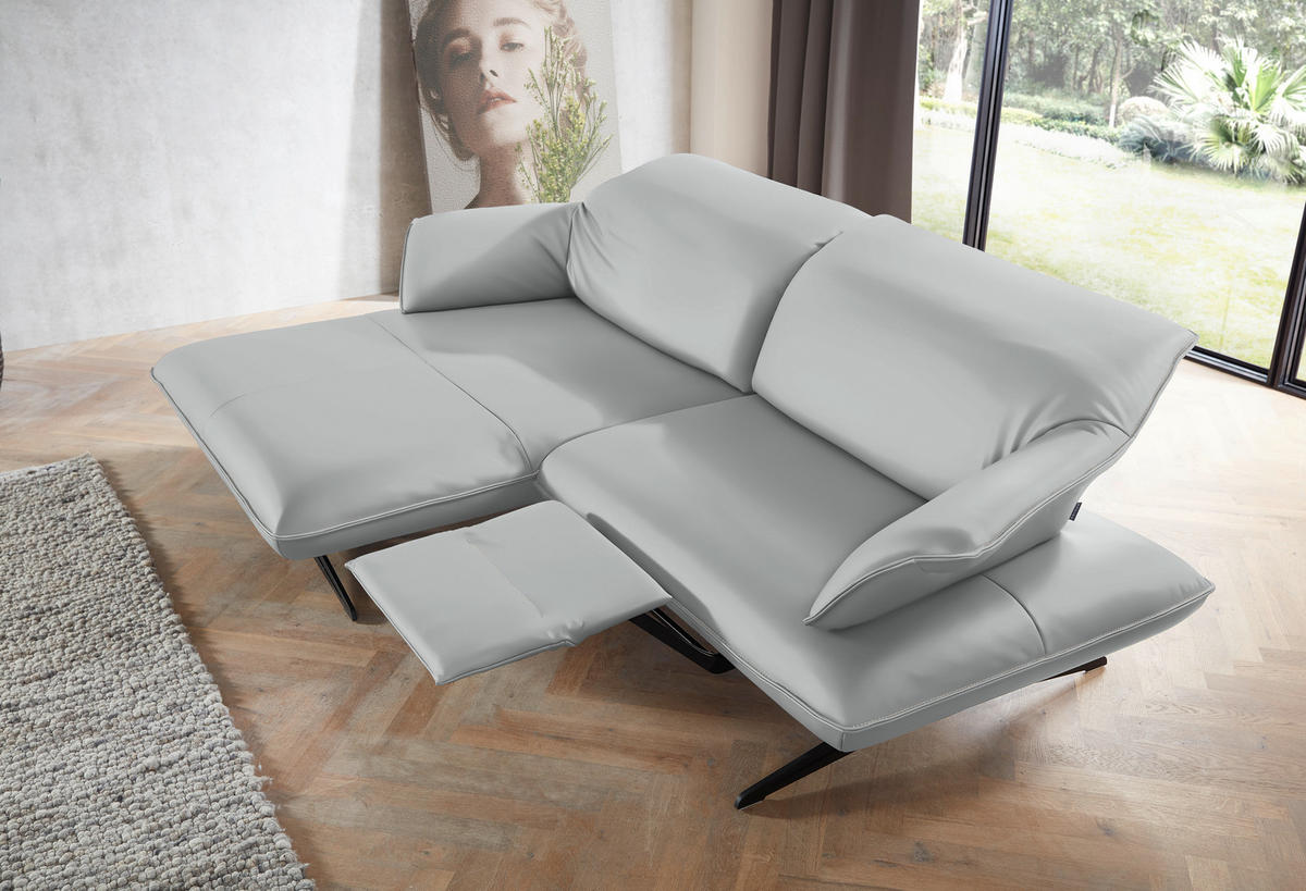 ECKSOFA in Echtleder Hellgrau  - Beige/Hellgrau, Design, Leder/Metall (169/252cm) - Koinor