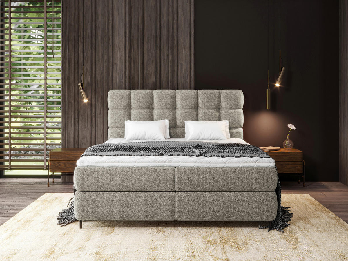 BOXSPRINGBETT 180/200 cm  in Taupe  - Taupe/Schwarz, Trend, Textil/Metall (180/200cm) - Esposa