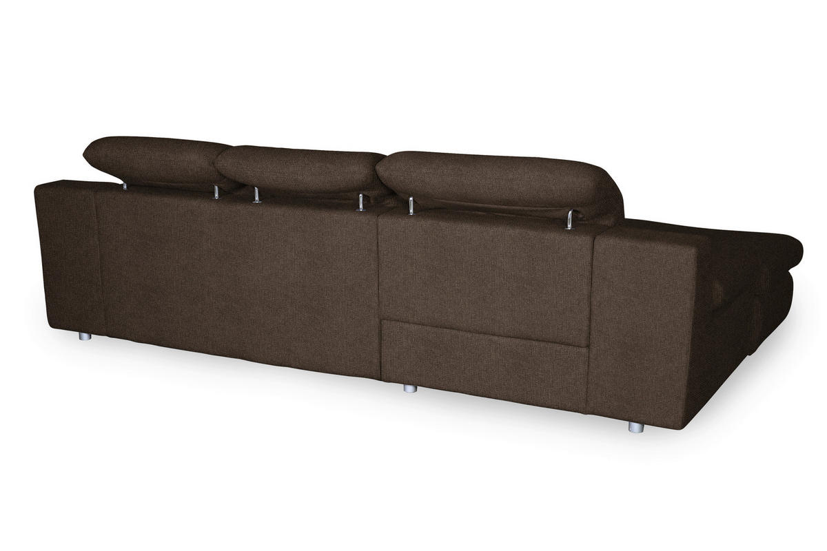 ECKSOFA in Chenille Braun  - Chromfarben/Braun, Design, Textil/Metall (165/286cm) - Livetastic