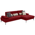 ECKSOFA in Chenille, Mikrofaser Bordeaux  299/157 cm  - Bordeaux/Schwarz, Design, Textil/Metall (299/157cm) - Dieter Knoll