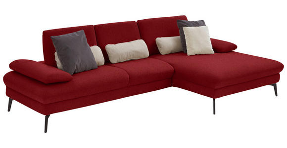 ECKSOFA in Chenille, Mikrofaser Bordeaux  299/157 cm  - Bordeaux/Schwarz, Design, Textil/Metall (299/157cm) - Dieter Knoll
