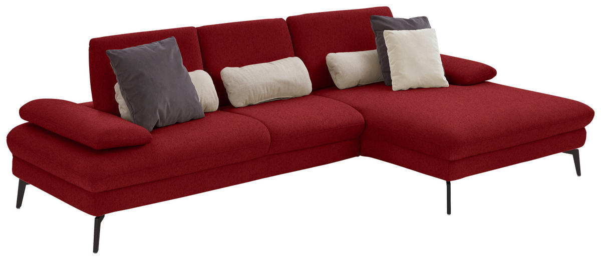 ECKSOFA in Chenille, Mikrofaser Bordeaux  - Bordeaux/Schwarz, Design, Textil/Metall (299/157cm) - Dieter Knoll