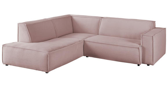 ECKSOFA in Cord Dunkelgrau  - Dunkelgrau/Schwarz, KONVENTIONELL, Kunststoff/Textil (224/254cm) - Hom`in