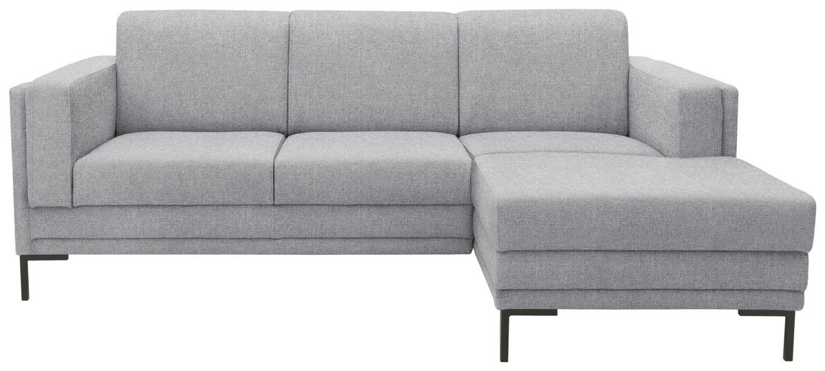 ECKSOFA in Webstoff Silberfarben  214/146 cm  - Silberfarben/Schwarz, Design, Textil/Metall (214/146cm) - LOOKS by W.Joop