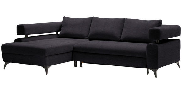 ECKSOFA in Chenille Schwarz  - Schwarz, KONVENTIONELL, Textil/Metall (184/265cm) - Hom`in