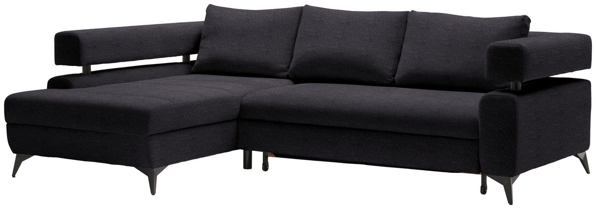 ECKSOFA in Chenille Schwarz  - Schwarz, Konventionell, Textil/Metall (184/265cm) - Hom`in