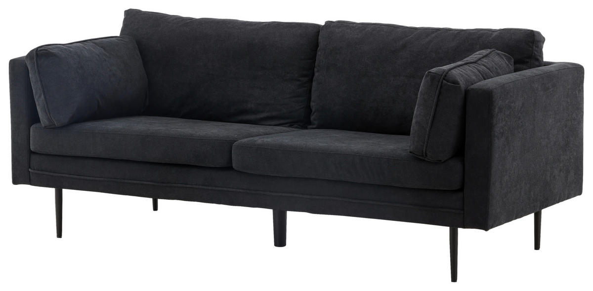 2-SITS SOFFA i metall, textil svart  - svart, Design, metall/textil (203/84/90cm) - Livetastic