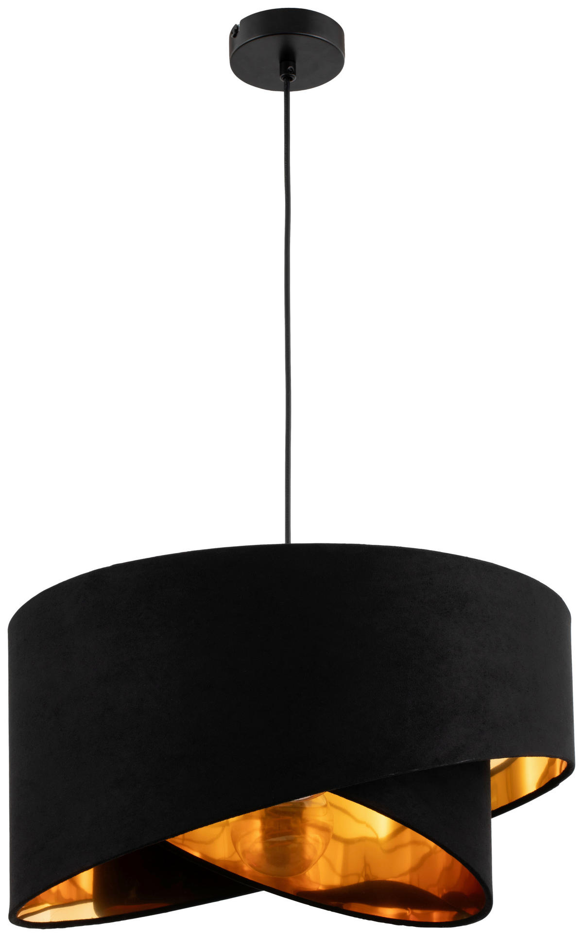 ZÁVESNÉ SVIETIDLO, 45/130 cm  - čierna/zlatá, Trend, kov/textil (45/130cm) - Novel