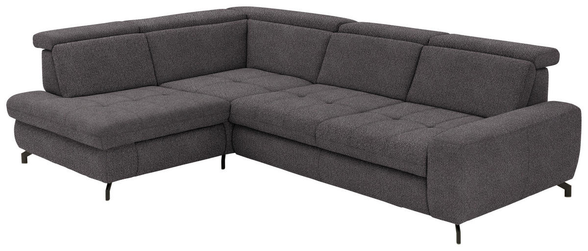 ECKSOFA in Chenille Anthrazit  - Anthrazit/Schwarz, Design, Textil/Metall (220/310cm) - Beldomo Style