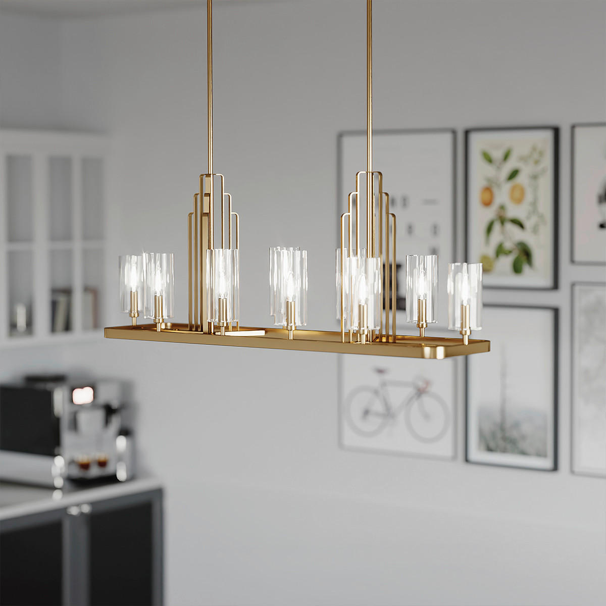 TAKKRONA Elstead Kimrose 113.7/55.8/32.5 cm  - mässingsfärgad, Klassisk, metall/glas (113.7/55.8/32.5cm) - Elstead Lighting
