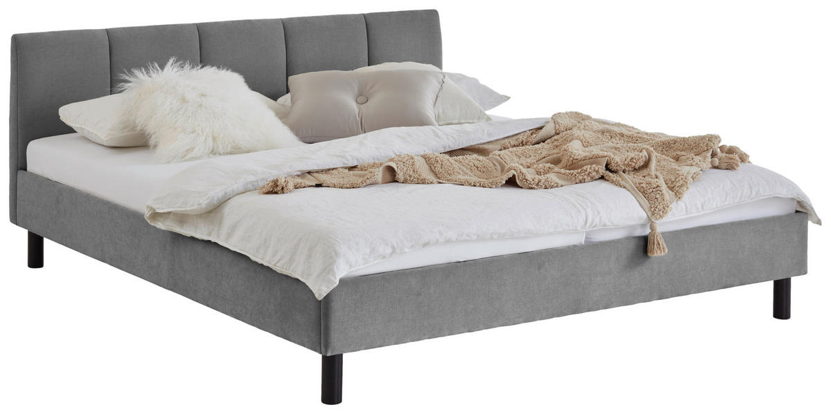 POLSTERBETT 180/200 cm  in Grau  - Schwarz/Grau, Basics, Holz/Textil (180/200cm) - Boxxx