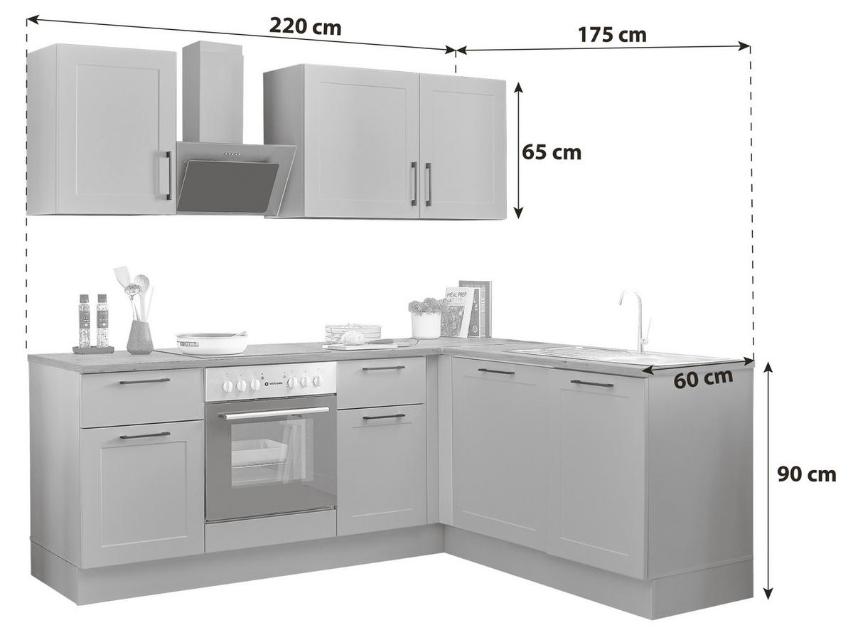 ECKKÜCHE 220/175 cm  in Grün, Eiche Artisan  - Schwarz/Eiche Artisan, Design, Holzwerkstoff/Metall (220/175cm) - MID.YOU