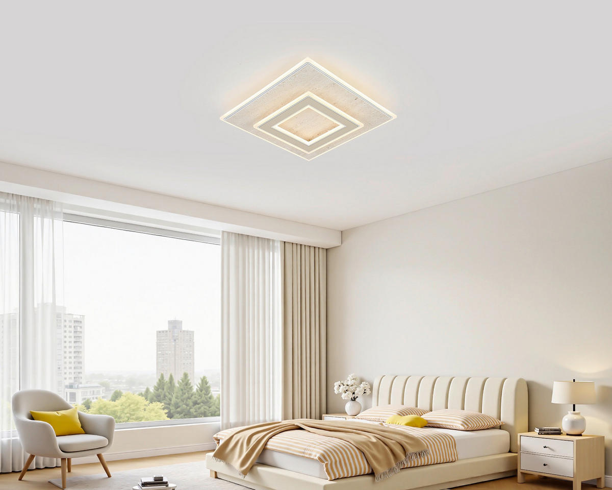 DECKENLEUCHTE 40/40/7,5 cm  - Champagner, Trend, Kunststoff/Metall (40/40/7,5cm) - Collett's Monde