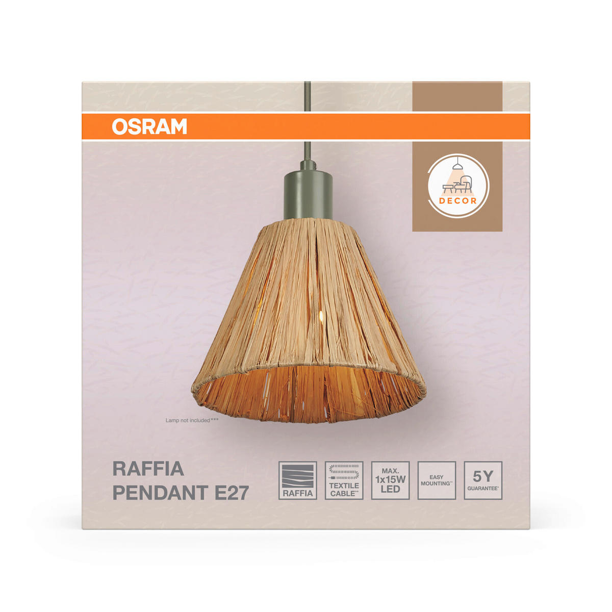 HÄNGELEUCHTE 20/125 cm  - Natur, Naturmaterialien/Metall (20/125cm) - Osram