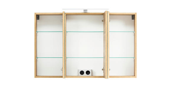 SPIEGELSCHRANK 100/64/20 cm - Eiche Wotan/Alufarben, Natur, Glas/Holzwerkstoff (100/64/20cm) - Xora