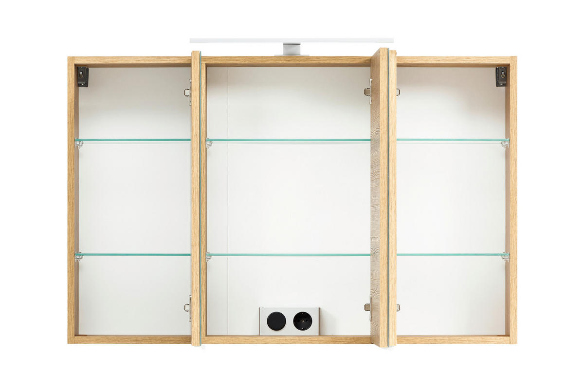 SPIEGELSCHRANK 100/64/20 cm  - Eiche Wotan/Alufarben, Natur, Glas/Holzwerkstoff (100/64/20cm) - Xora
