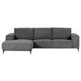ECKSOFA  in Cord Dunkelgrau  170/285 cm  - Dunkelgrau/Schwarz, KONVENTIONELL, Textil/Metall (170/285cm) - Carryhome