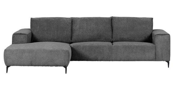 ECKSOFA  in Cord Dunkelgrau  170/285 cm  - Dunkelgrau/Schwarz, KONVENTIONELL, Textil/Metall (170/285cm) - Carryhome