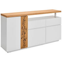 COMODĂ CU UȘI 170/89/40 cm  - alb/culoare lemn stejar, Design, lemn/material pe bază de lemn (170/89/40cm) - Xora