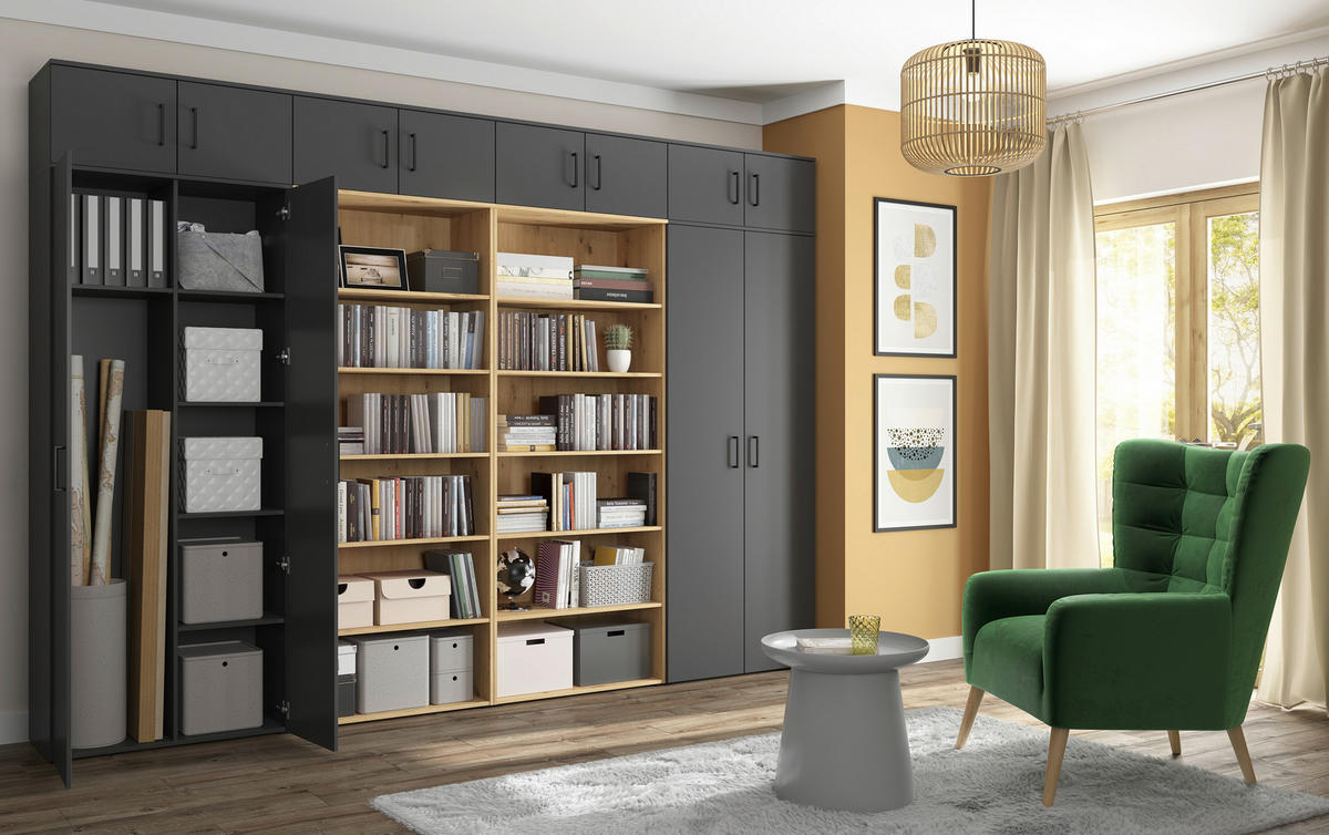ETAJERĂ  30/83/40 cm grafit  - grafit/antracit, Modern, plastic/material pe bază de lemn (30/83/40cm) - Carryhome