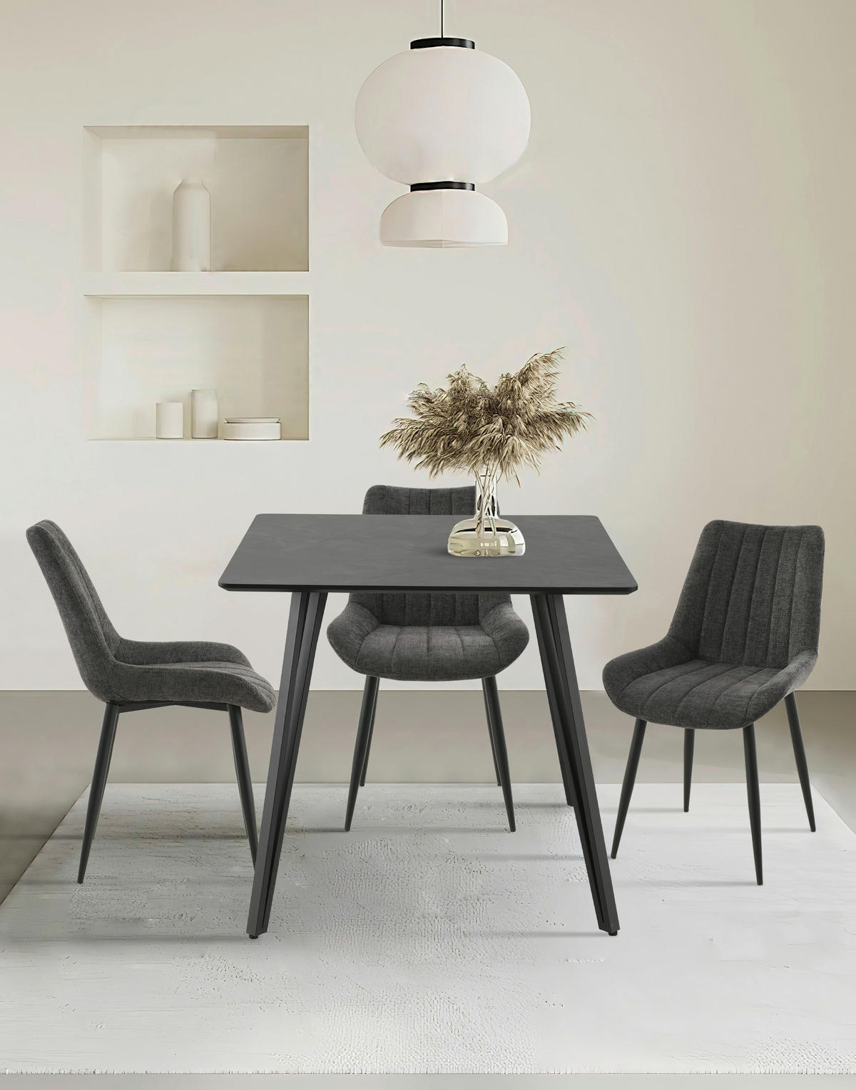 ESSTISCH in Metall, Holzwerkstoff 80/80/75 cm  - Schwarz/Grau, Design, Holzwerkstoff/Metall (80/80/75cm) - Boxxx