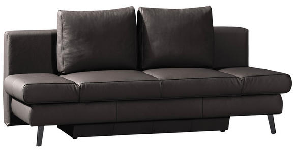 SCHLAFSOFA in Echtleder Dunkelbraun  - Dunkelbraun/Schwarz, Design, Leder/Metall (200/85/90cm) - Novel