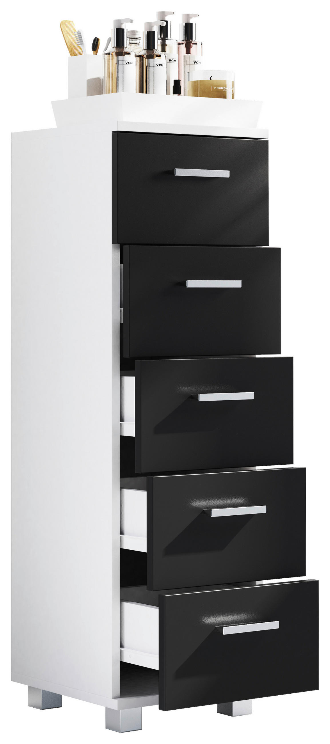 HIGHBOARD  in 30/94/30 cm  - Weiss/Silberfarben, Modern, Holzwerkstoff/Kunststoff (30/94/30cm) - MID.YOU