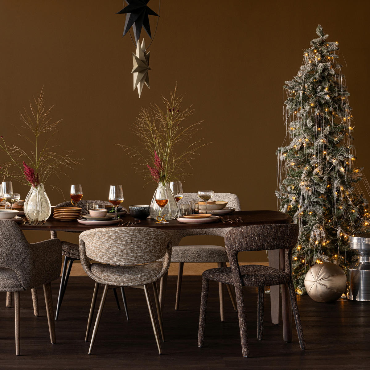 ARMLEHNSTUHL-SET 2 Stück  in Chenille, Webstoff  - Taupe/Braun, MODERN, Holz/Textil (61/86/60cm) - Livetastic