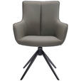 ARMLEHNSTUHL  Lederauswahl, Sitzfläche 360° drehbar, inklusive Armlehnen  Echtleder  - Schwarz/Grau, Design, Leder/Metall (64/87/60cm) - Novel