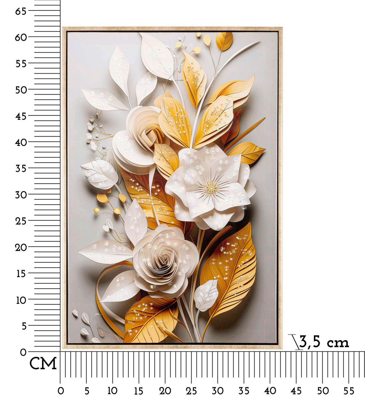 LEINWANDBILD Blumen  - Goldfarben, Basics, Holz/Textil (42/62/3.5cm)