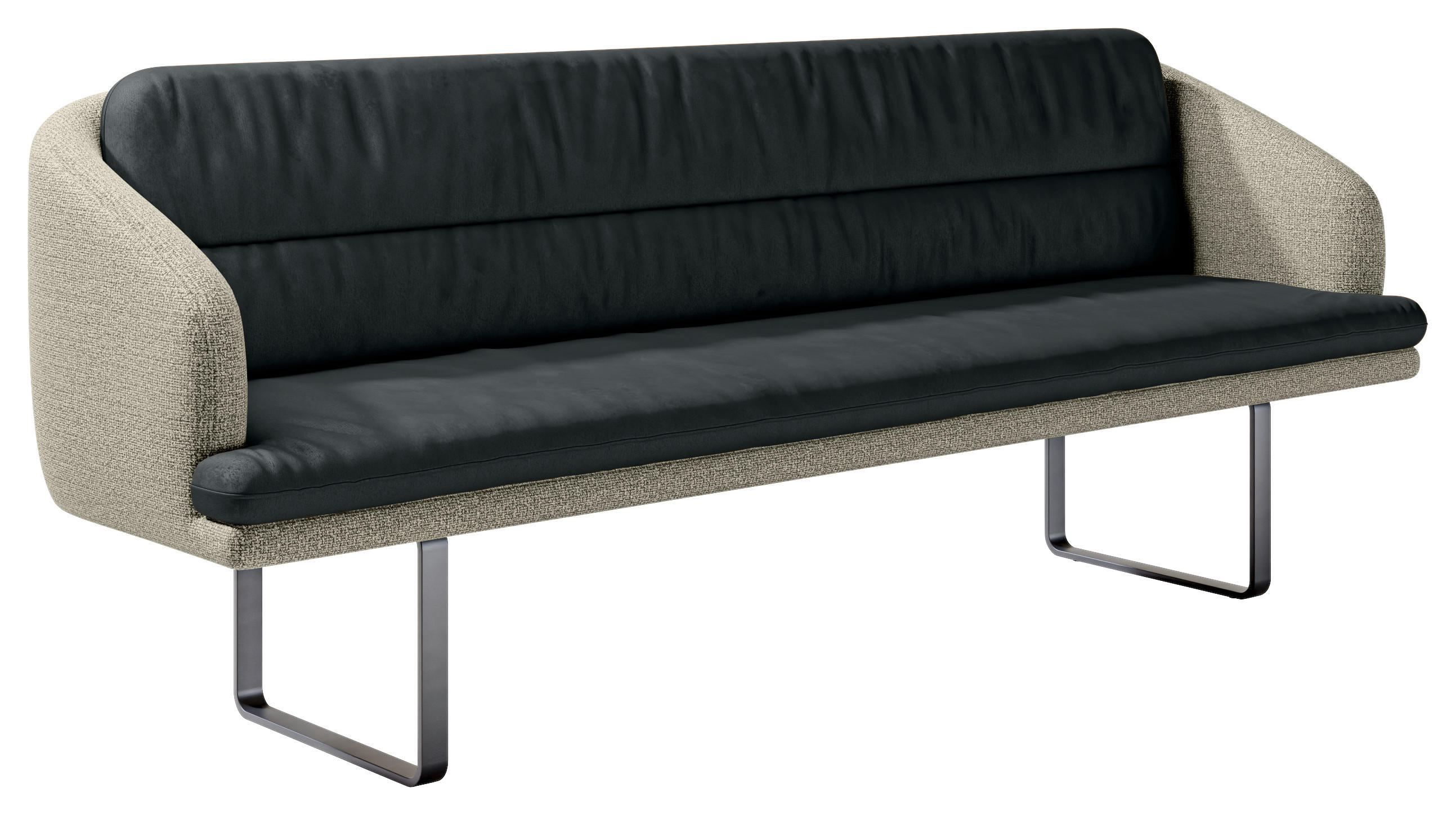 SITZBANK Textil Dunkelgrau, Graugrün  - Dunkelgrau/Schwarz, Design, Textil/Metall (255/89/68cm) - Dieter Knoll