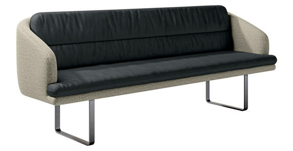 SITZBANK 255/89/68 cm Velours, Flachgewebe Dunkelgrau, Graugrün Metall  - Dunkelgrau/Schwarz, Design, Textil/Metall (255/89/68cm) - Dieter Knoll