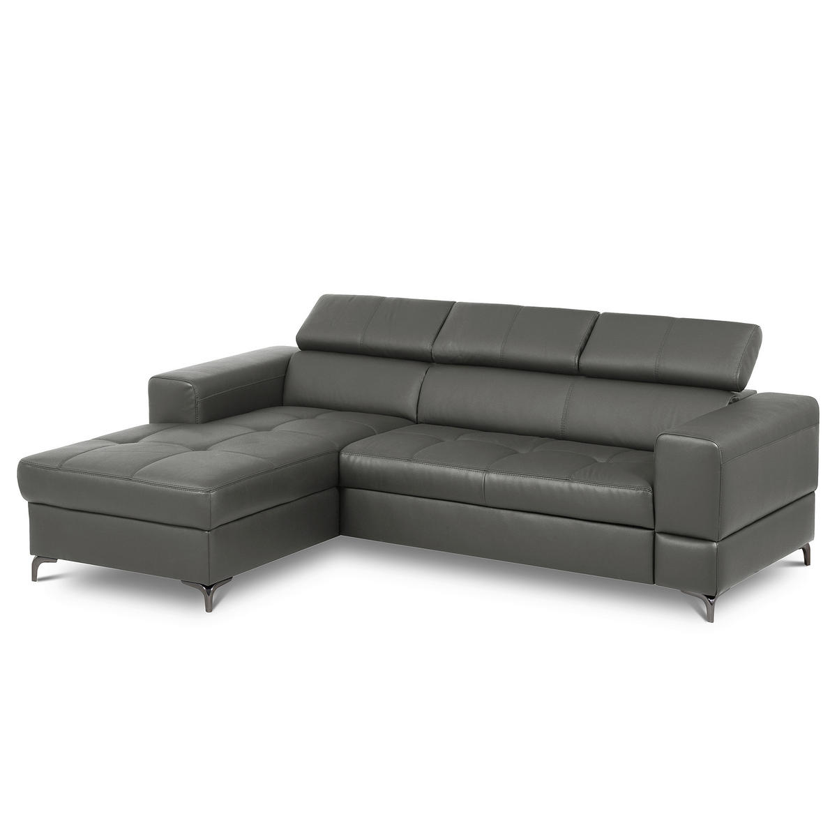 ECKSOFA  in Lederlook Echtleder Anthrazit  - Anthrazit/Schwarz, Design, Leder/Textil (173/247cm) - Livetastic