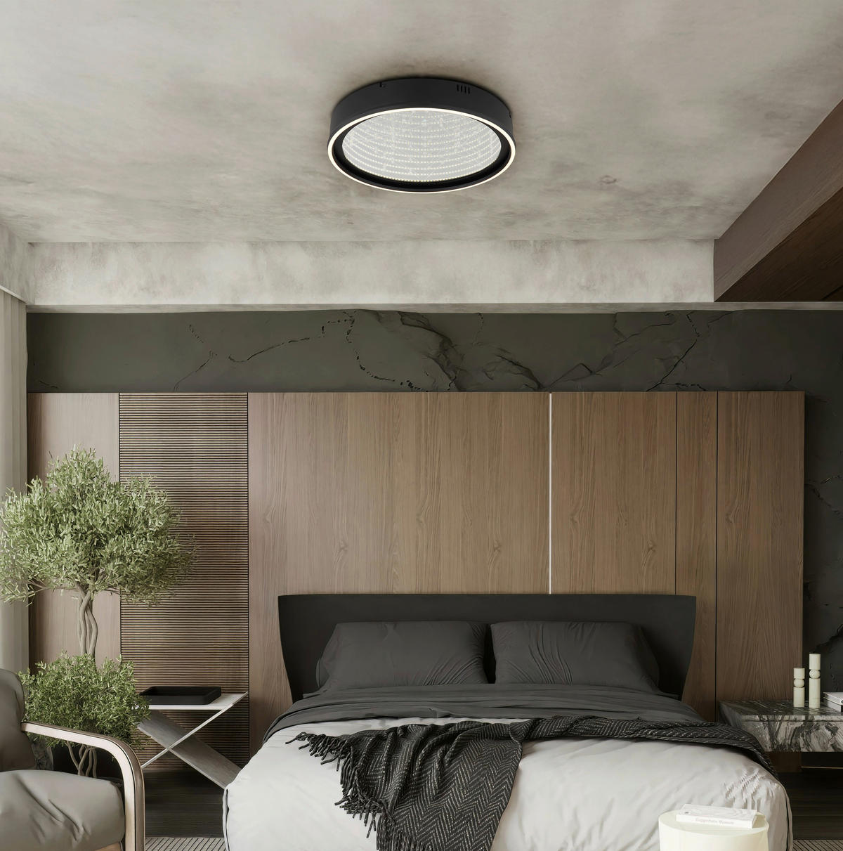 LED-DECKENLEUCHTE 51,5/8,5 cm   - Klar/Schwarz, Design, Glas/Kunststoff (51,5/8,5cm) - Globo