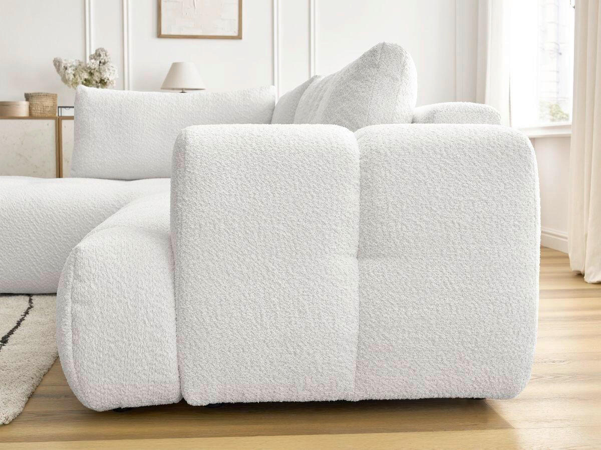 ECKSCHLAFSOFA EVEREST Bouclé Weiß  inkl. Rückenkissen, Schlaffunktion  - Schwarz/Weiß, MODERN, Kunststoff/Textil (204/282cm)