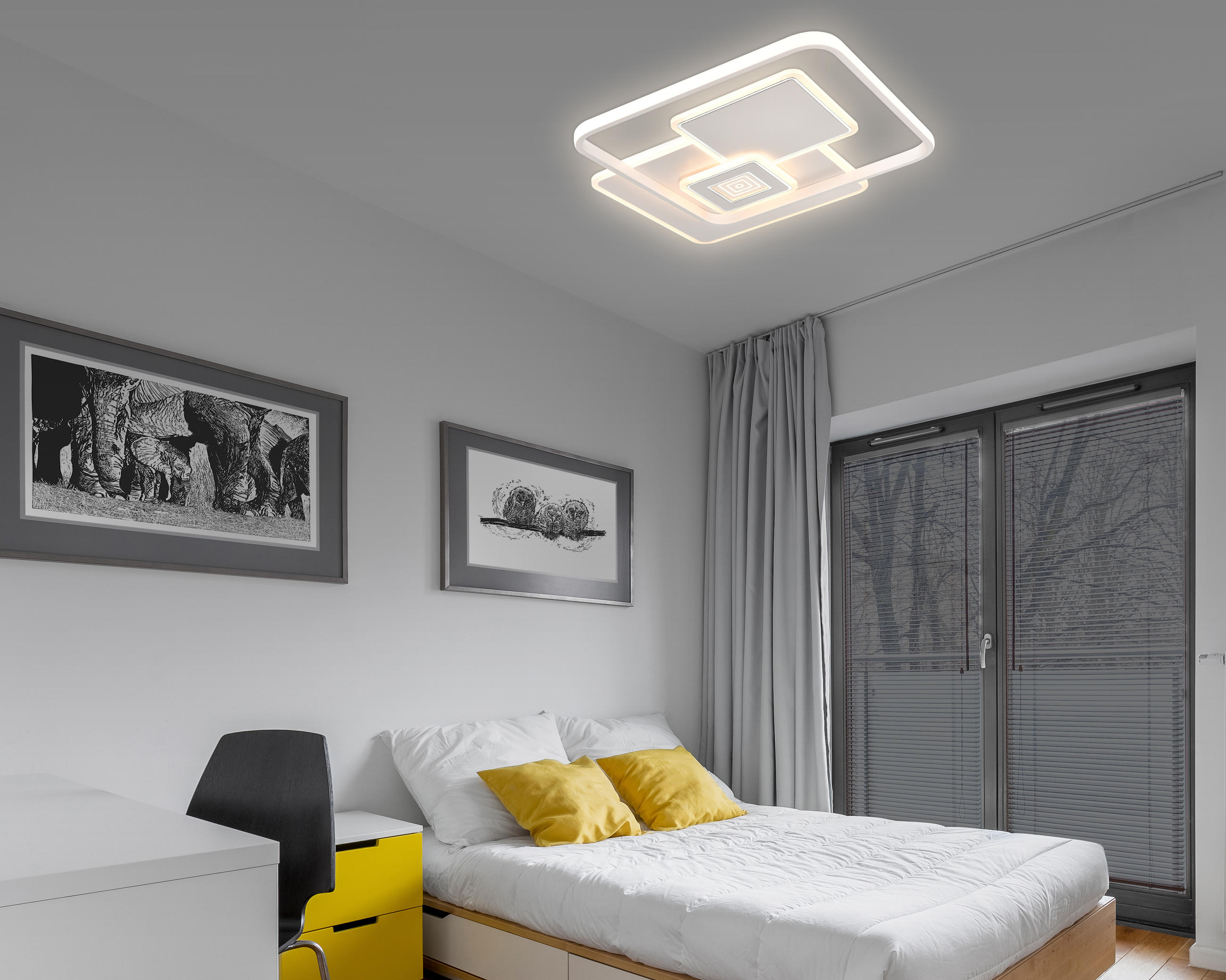STROPNÍ LED SVÍTIDLO, 50/6/50 cm - bílá, Design, kov/plast (50/6/50cm) - Novel