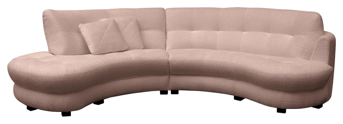 ECKSOFA in Bouclé Rosa  - Weiss/Schwarz, Design, Kunststoff/Textil (113/300cm) - Livetastic